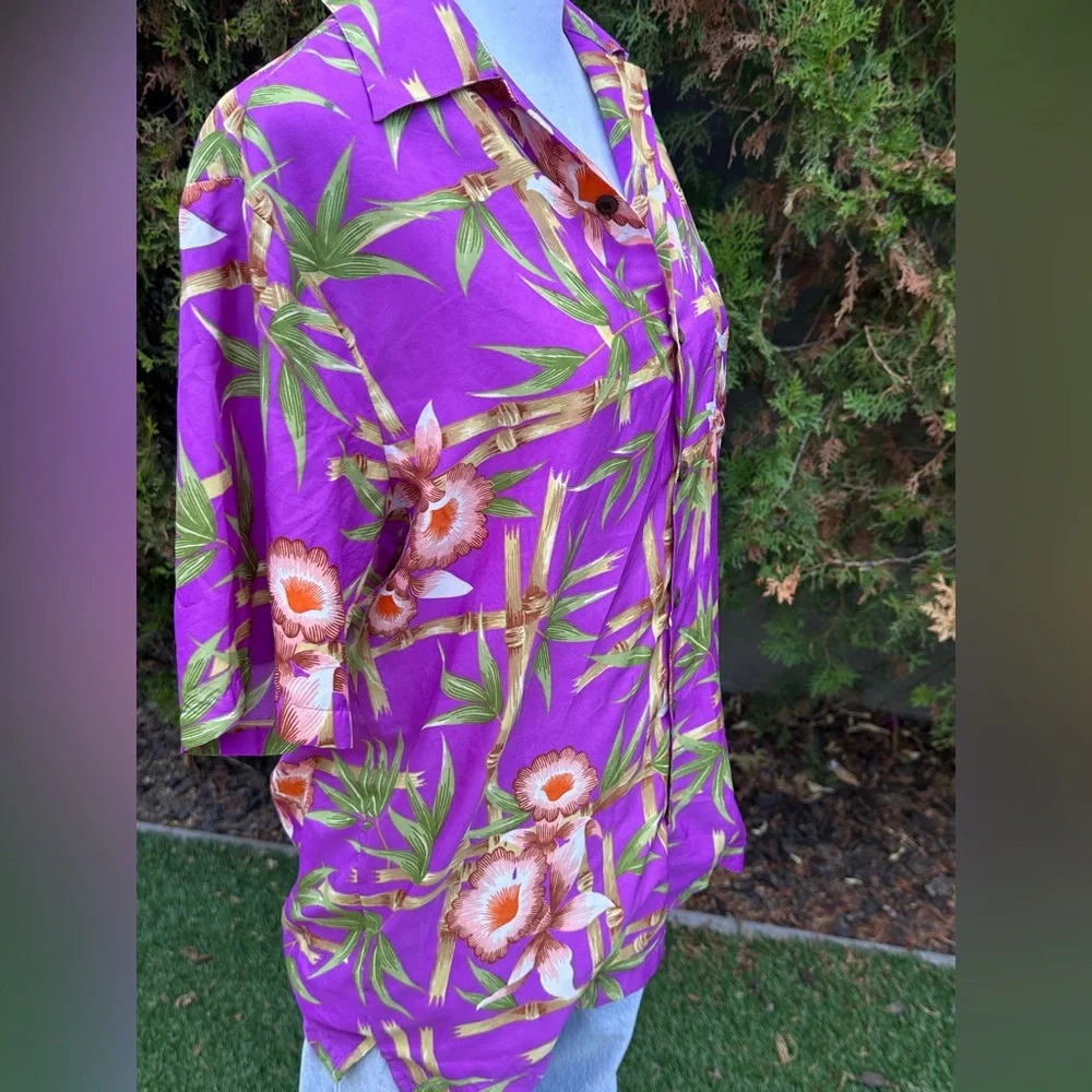 Men’s Alvish Enjoy Life Coral Purple Hawaiian Shirt with Floral Print size S - Picture 2 of 4